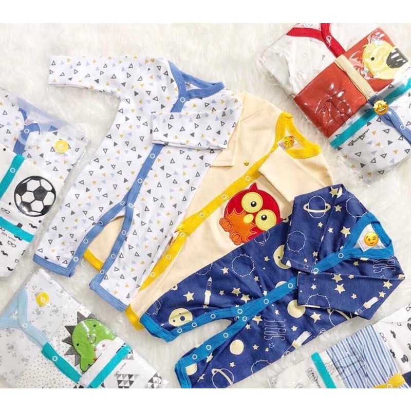 (Isi 3) Jumper Bayi Panjang / Sleepsuit Bayi Full Kancing