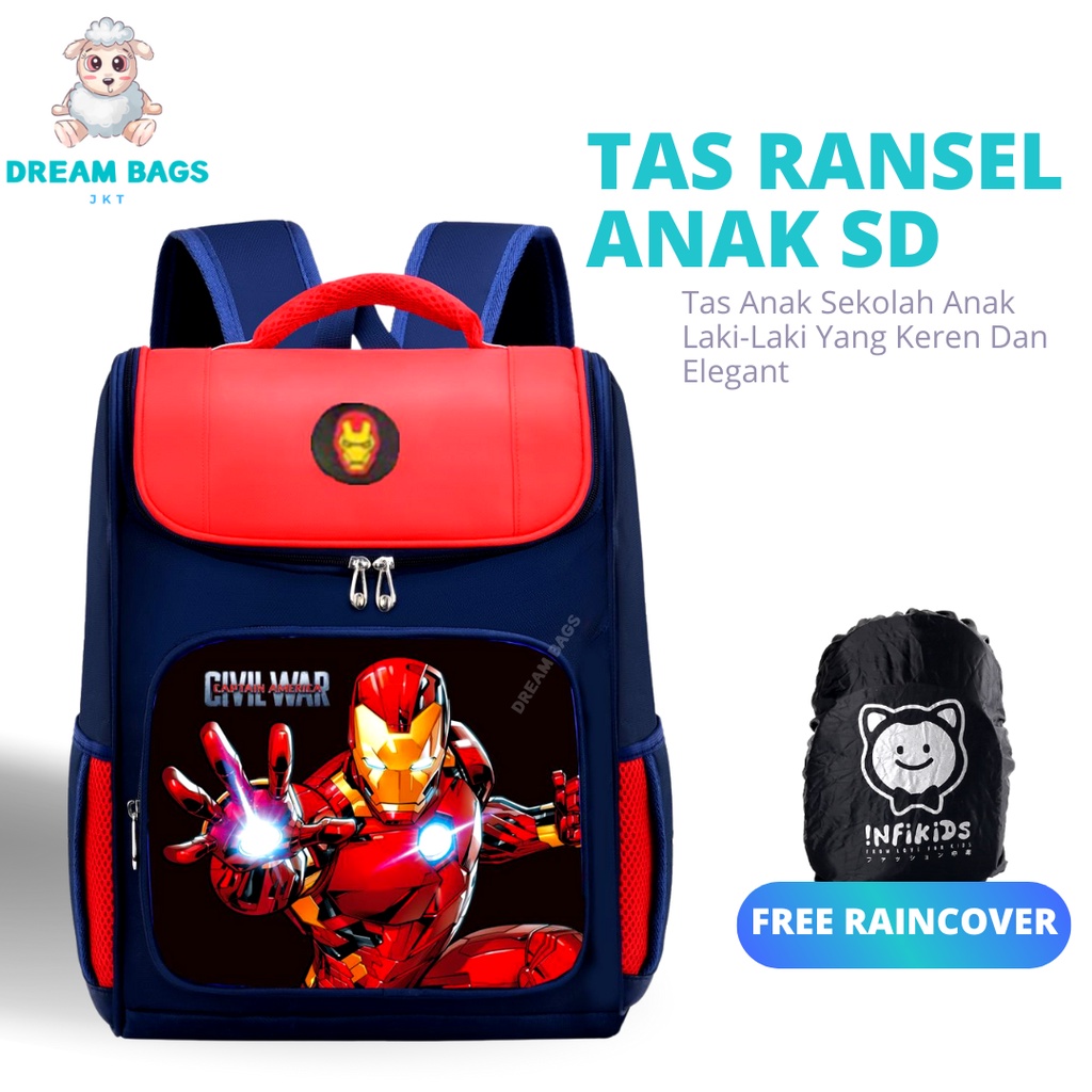 Tas Sekolah Karakter Superhero DB 196 Size SD Tas Anak Import - Tas Sekolah Anak Laki Laki - Tas Sekolah anak Laki Sd - tas anak laki sd