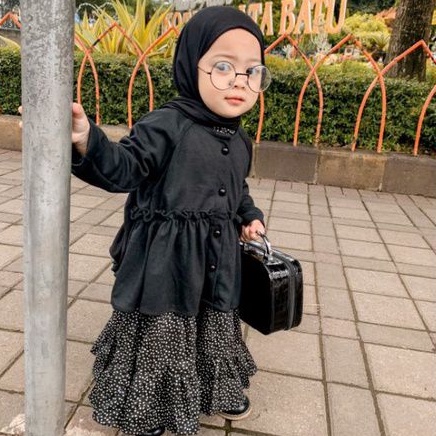 DRESS MUSLIM SET GAMIS ANAK (CARDIGAN + DRESS + HIJAB) / CLEMIRA