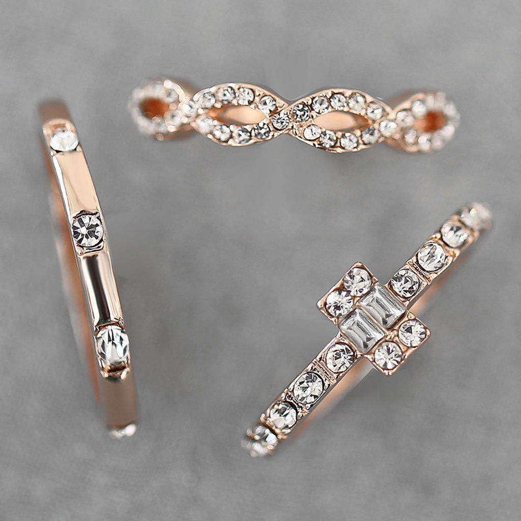 Hu Hu Hu Hu Hu Alat Bantu Pasang Kacamata♡ 3pcs / Set Cincin Jari Gaya Minimalis Untuk Dekorasi Harian