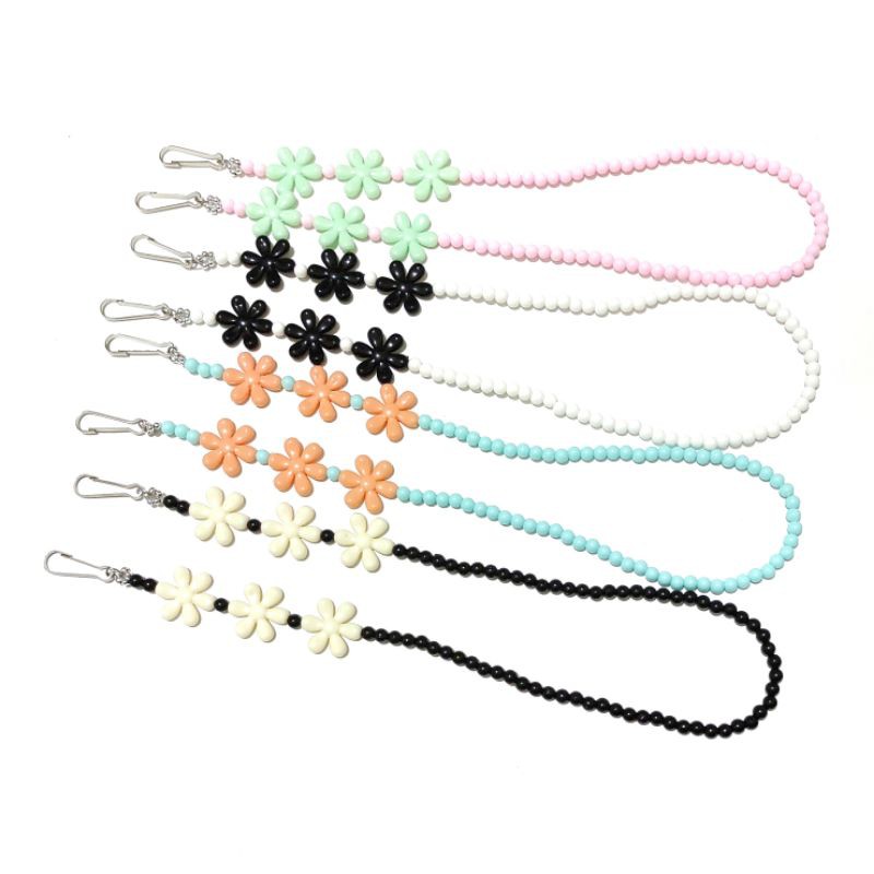 Kalung Gantungan Masker Strap Mask Flower Pastel Beads Hanging Pengait