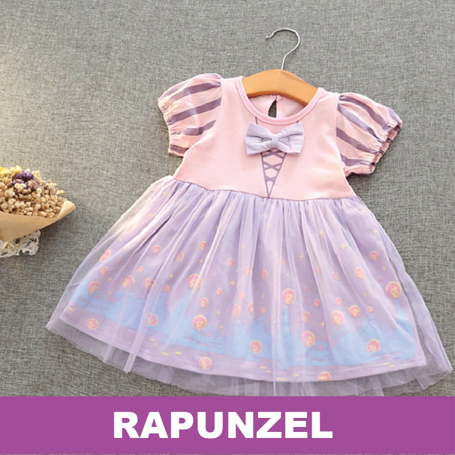 DISNEY PRINCESS DRESS - Snow Baju Anak Perempuan White Rapunzel Elsa Sophia Belle Ariel Mermaid Baju Princes ANAK KID