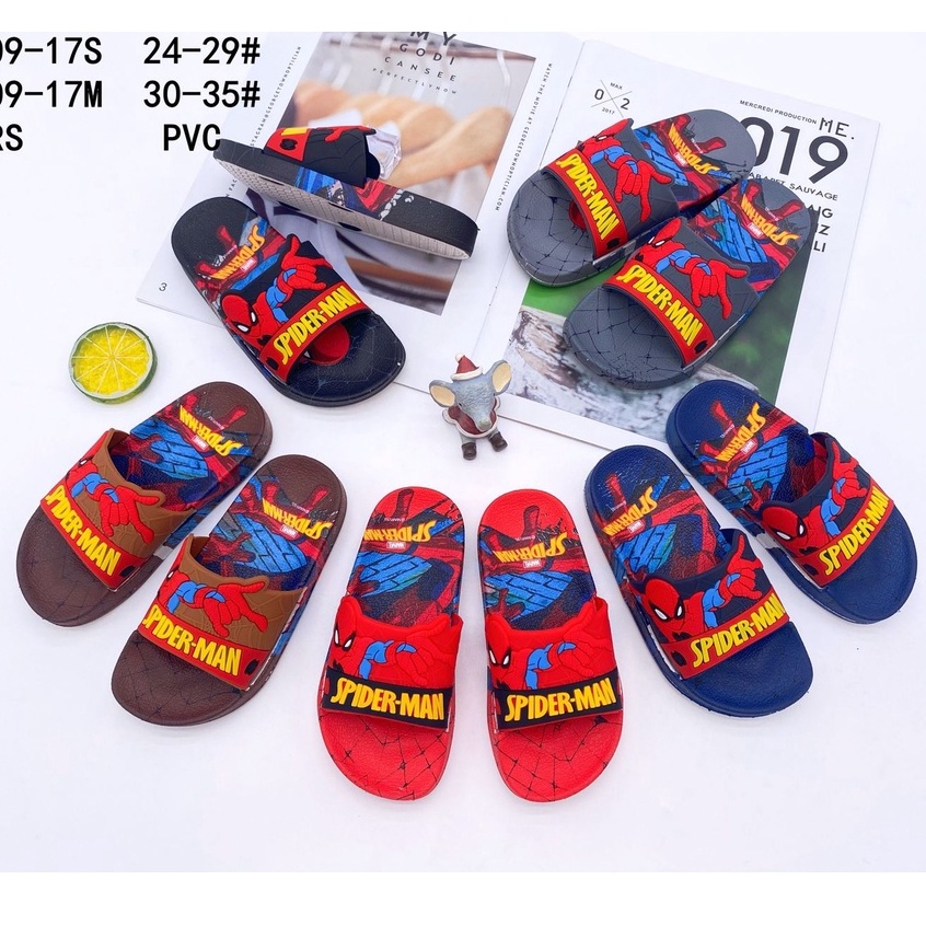 Sandal Slop Anak Spiderman 009 17 Sendal Jelly Karakter Import Original Lentur Empuk Promo Awet Ringan