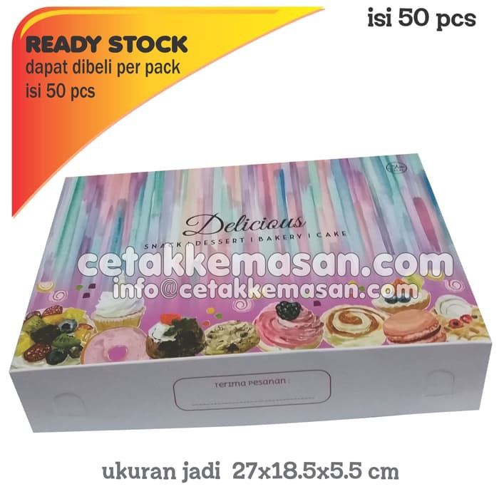 

Terlaris Box Dus Kemasan roti kue Donat uk 27 x 185 x 55 cm Foodgrade Keren