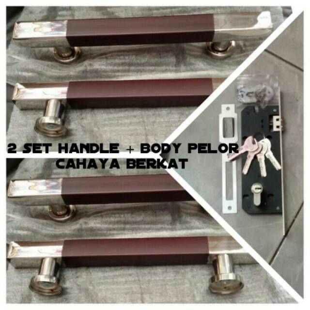 handle pintu stainless 2set+kunci