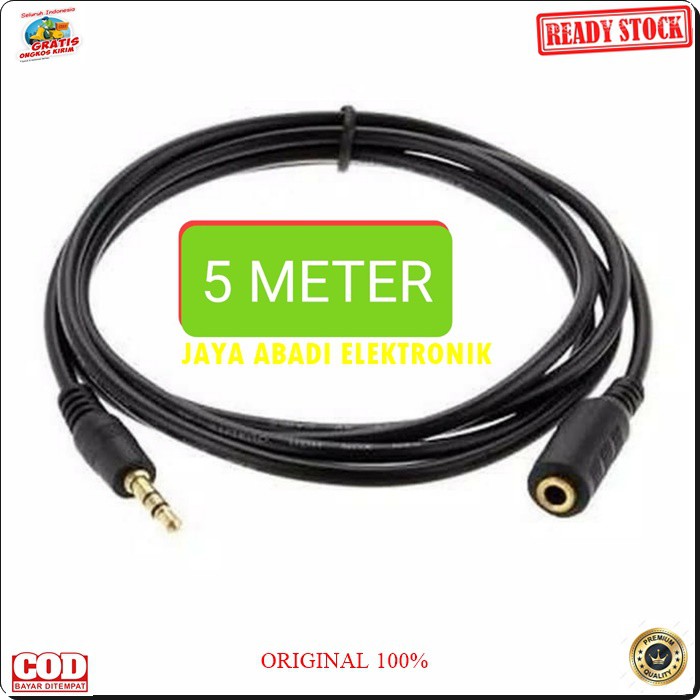 G476 Original Kabel Audio sambungan Extension 3.5 mm 5 meter cable sound system suara male female cewe cowo jack jek perpanjangan cable G476  Bisa di gunakan segala audio -Jack 3.5mm male to female -Panjang Kabel 5 METER -Jack &amp; Lobang Goldplate G476