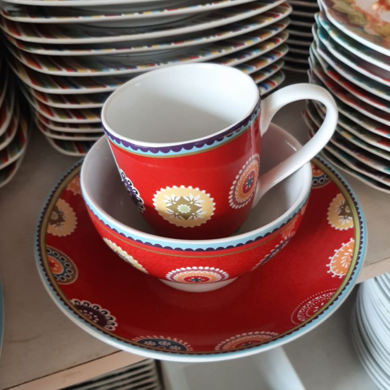 [SET] MAROKO SOUP PLATE BOWL N MUG GELAS PIRING MAKAN CEKUNG MANGKOK KERAMIK SANGO MOTIF MAROCO