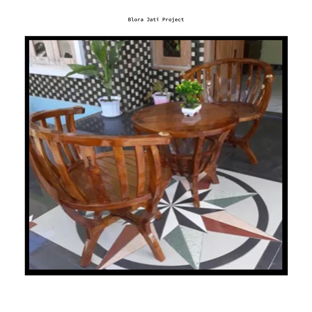 Meja Kursi Teras Outdoor Kayu Jati Solid Unik