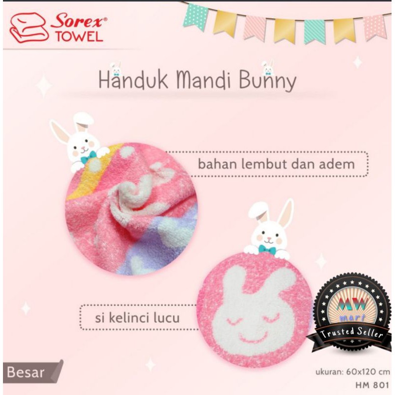 Handuk Mandi Premium Sorex 60x120 Motif Bear Sorex HM 801 HM 802 HM 804