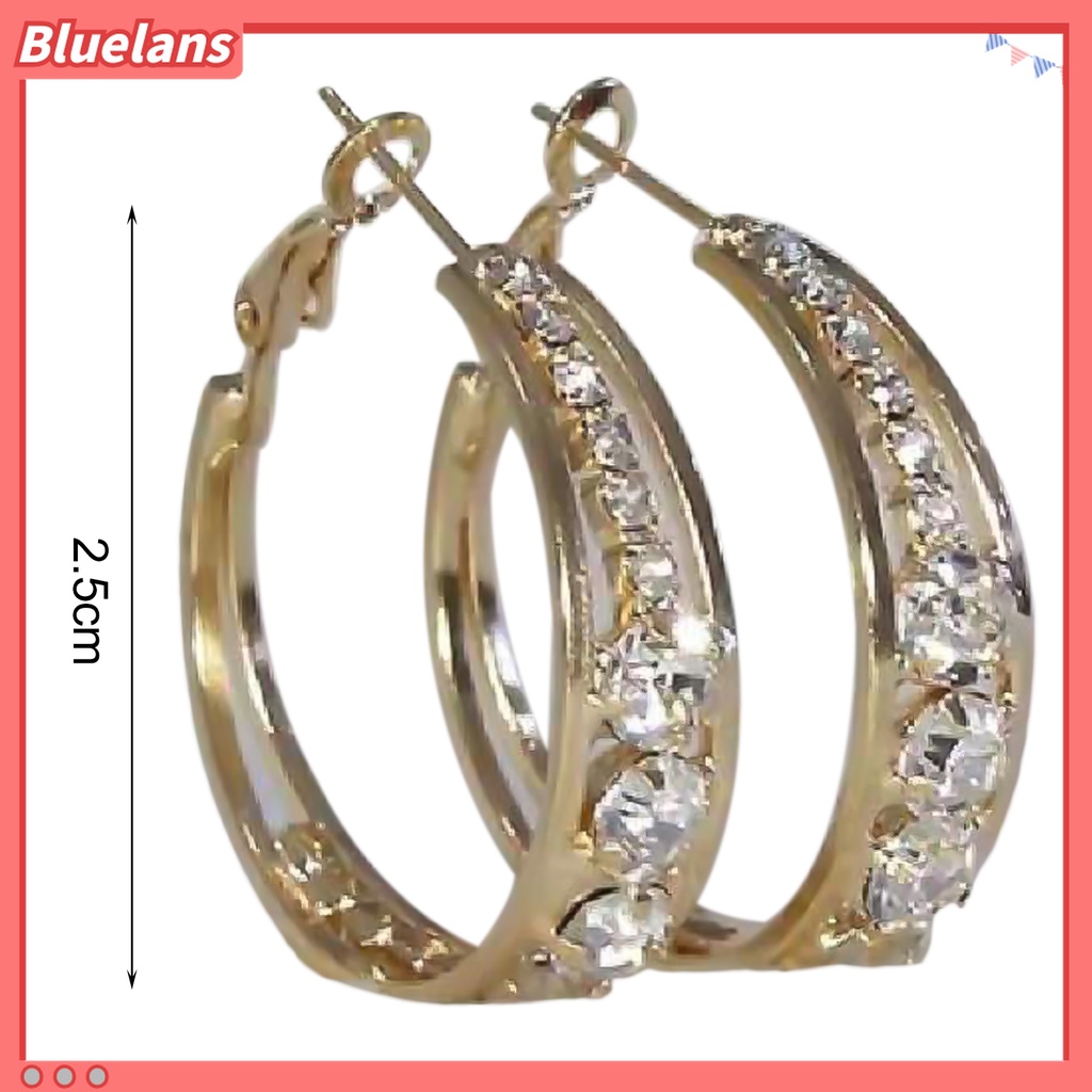 Anting Hoop Bahan Alloy Aksen Berlian Imitasi Untuk Pernikahan