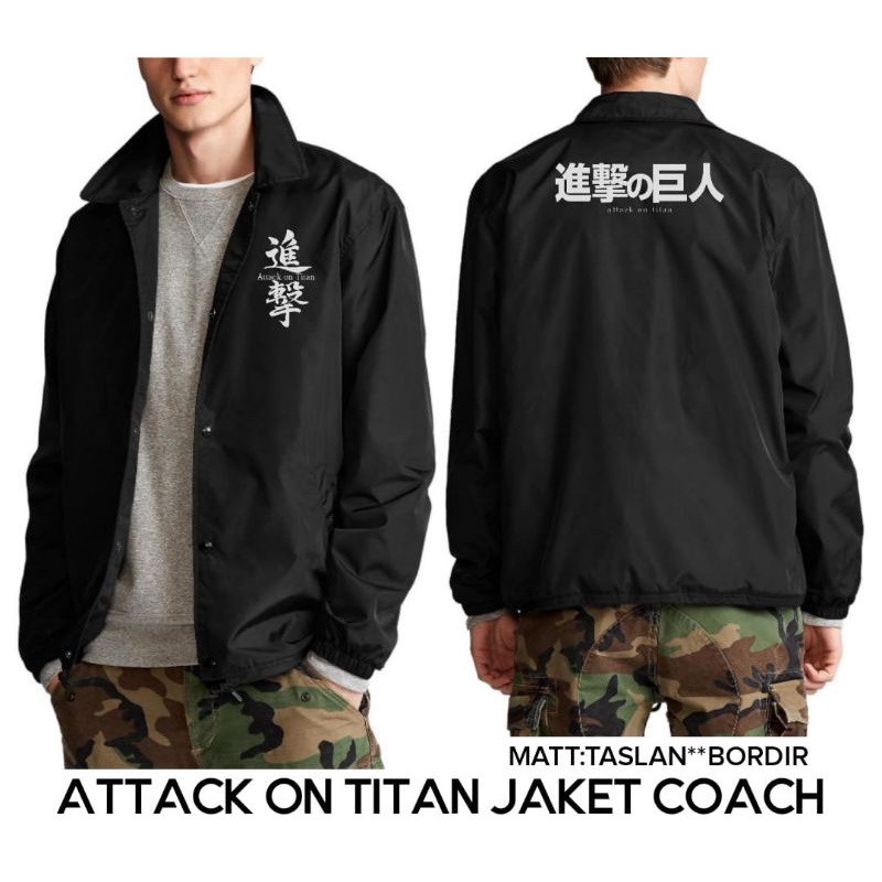 jaket anime attack on titan kanji bordir versi jaket coach