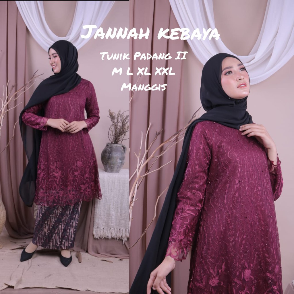 Kebaya Tulle Tunik Padang 2 Stelan Rok Plisket