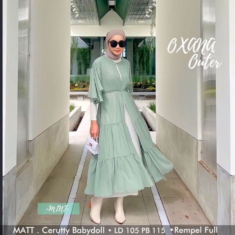 Oxana Outer Kardigan Panjang Wanita Fashion Muslim Outfit Pantai Wanita Hijab Ootd Kekinian