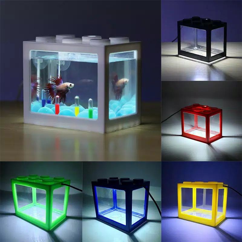 Aquarium Lego - Aquarium Cupang - Aquarium Akrilik Lego LENGKAP ORNAMEN & LAMPU