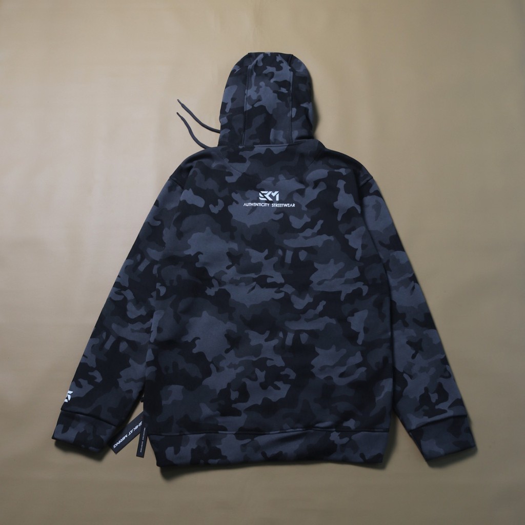 JAKET SWEATER SKM HOODIE ORIGINAL SHIKAT MIRING CAMO BLACK GREY LOGO LIMITED