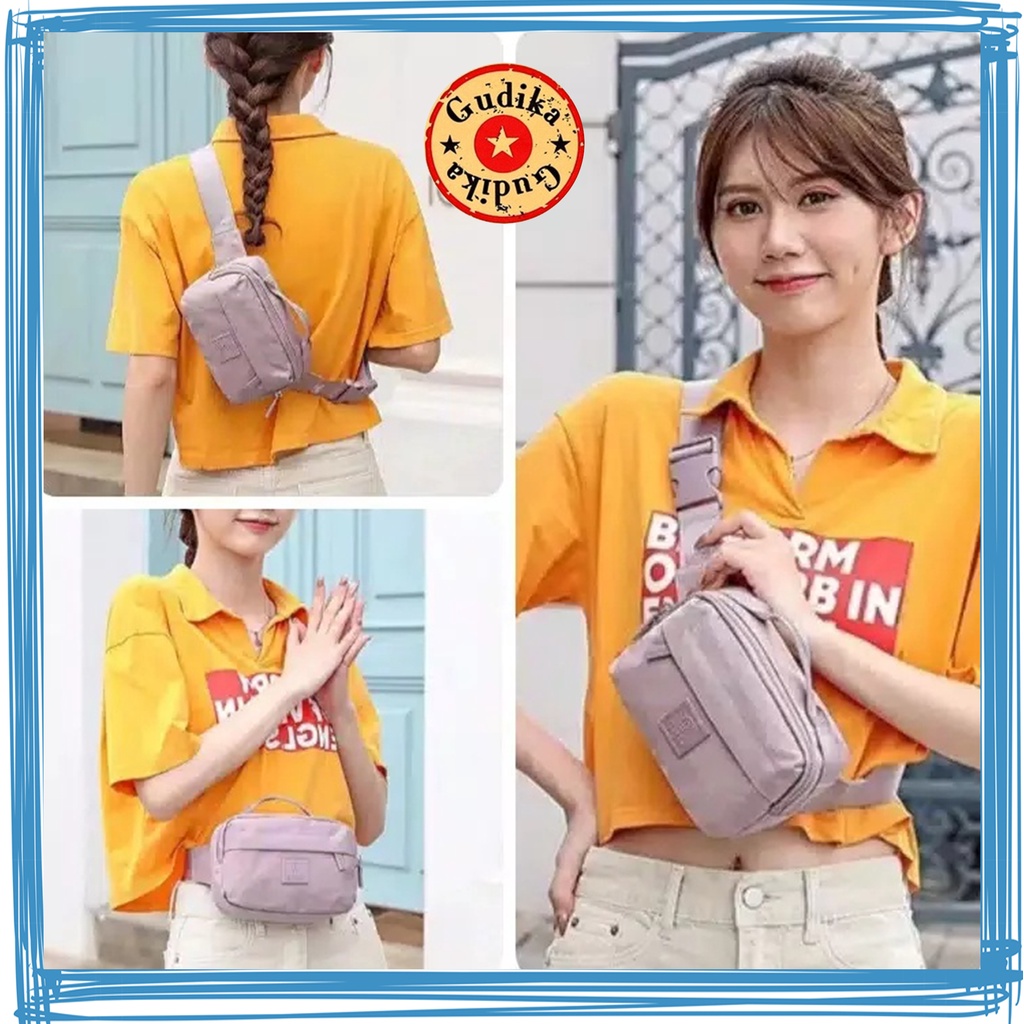 SALE GUDIKA 5161 Original - Tas Waistbag Gudika Bisa Couple Anti Air Fashionable Import - Tas Wanita Pria Selempang Bahu Kekinian Bahan Nylon Waterproof - tas gudika bag - slingbag - tas mini - cewek - fashion - branded - tas Pinggang - slempang - ori