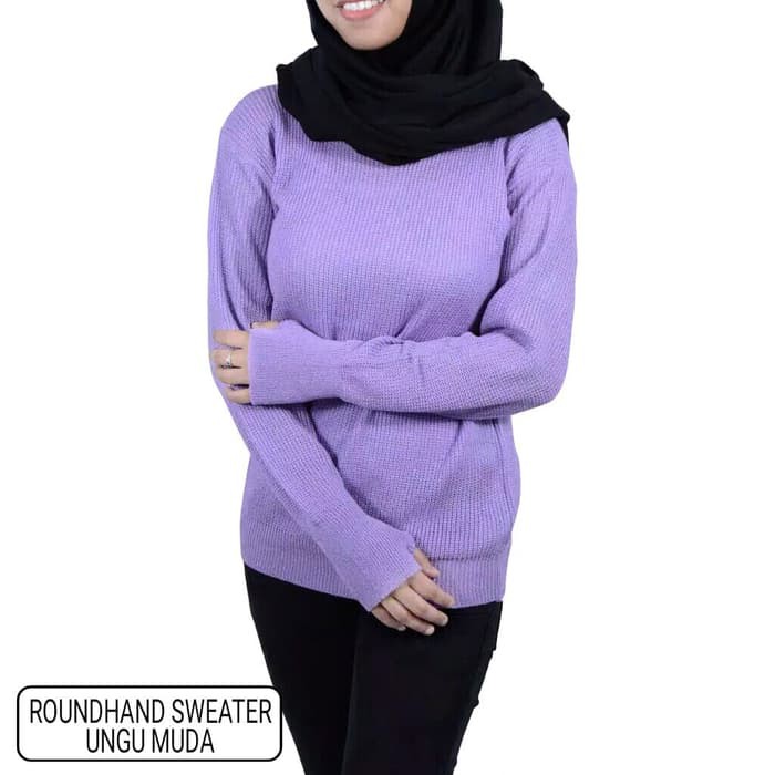 Unik Baju  Rajut  Wanita  Korea Roundhand Ungu Sweater Murah 