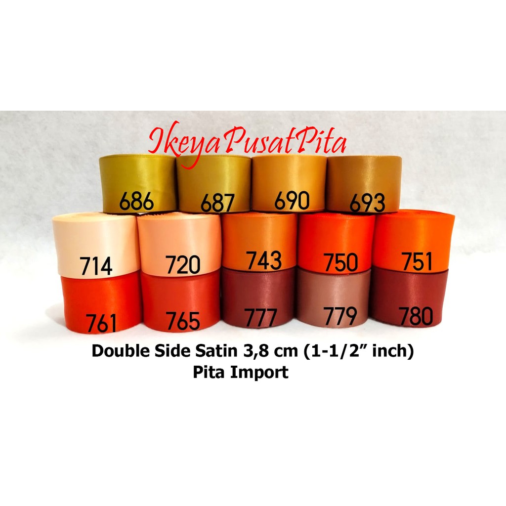 

(10 yard) Pita Satin Double Side Polos 3,8 cm (1-1/2" inch) | Pita import | Satin Ribbon 38 mm pg 12 | Toko Bahan Craft | Ikeya Pusat Pita