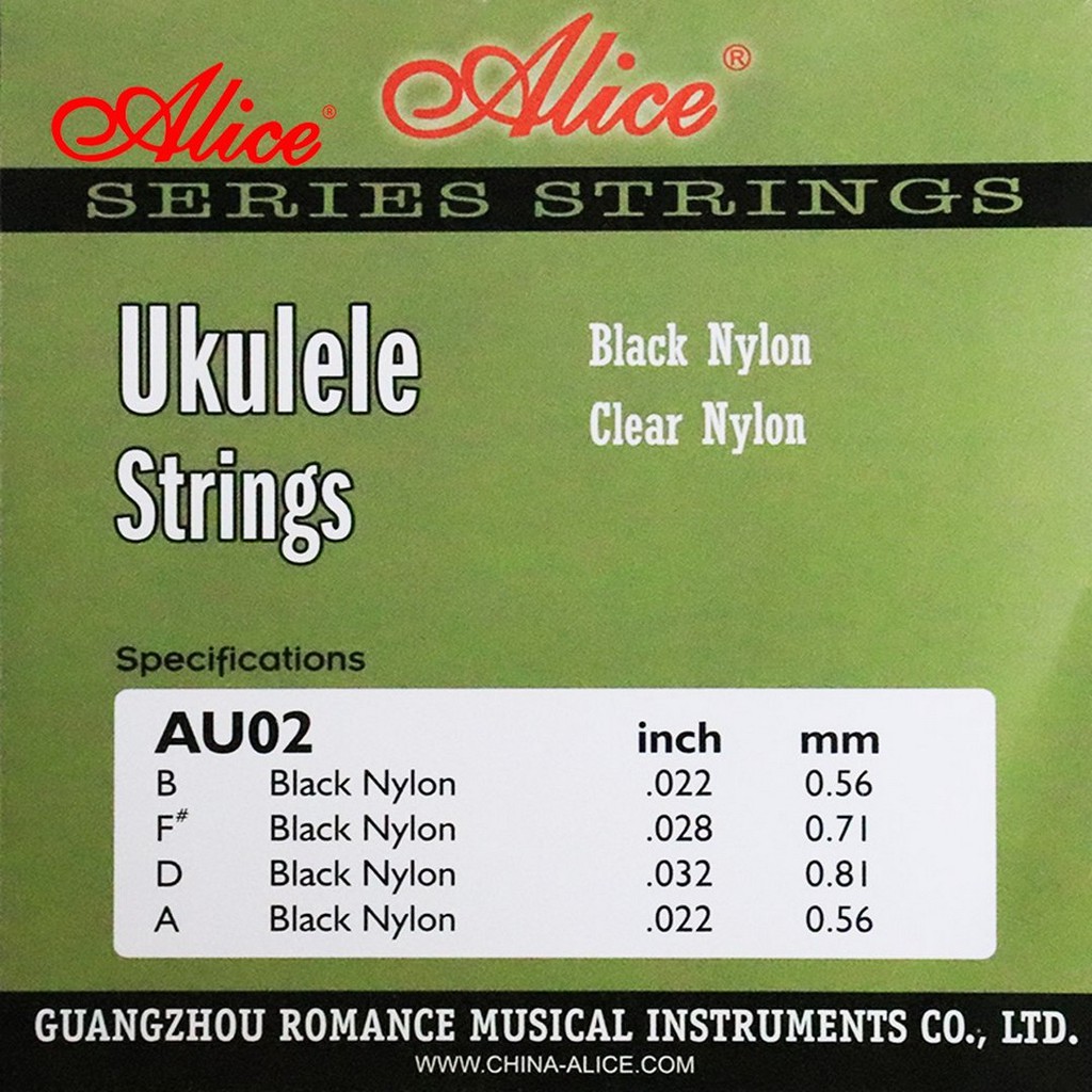 Alice AU02 Soprano Black Nylon Tuning D Senar Ukulele Strings Pemula