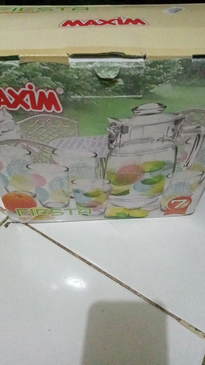 Maxim Drink Set Fiesta 7pcs Set Teko & Gelas Kaca (1pc Jug 1.6ml + 6pcs Tumbler 250ml)