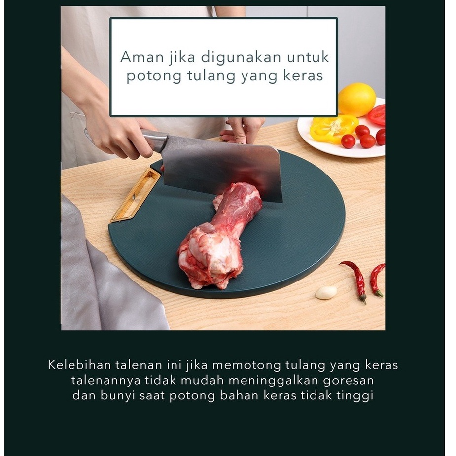 Talenan Bulat Potong Buah Sayur Extra Tebal Anti Jamur / Shenar Cuting Board 35cm 650g