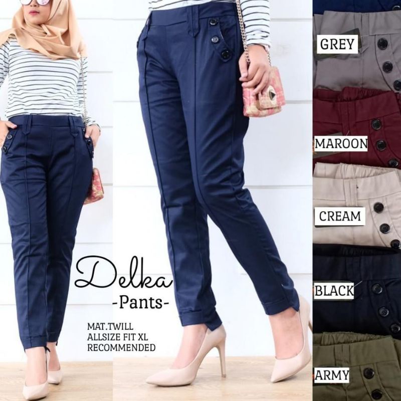 TB - DELKA CELANA BAGGY PANTS  PREMIUM // CELANA KERJA WANITA KATUN TWILL