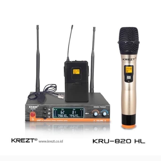 Mic Wireless Krezt KRU 820 (Gold)
