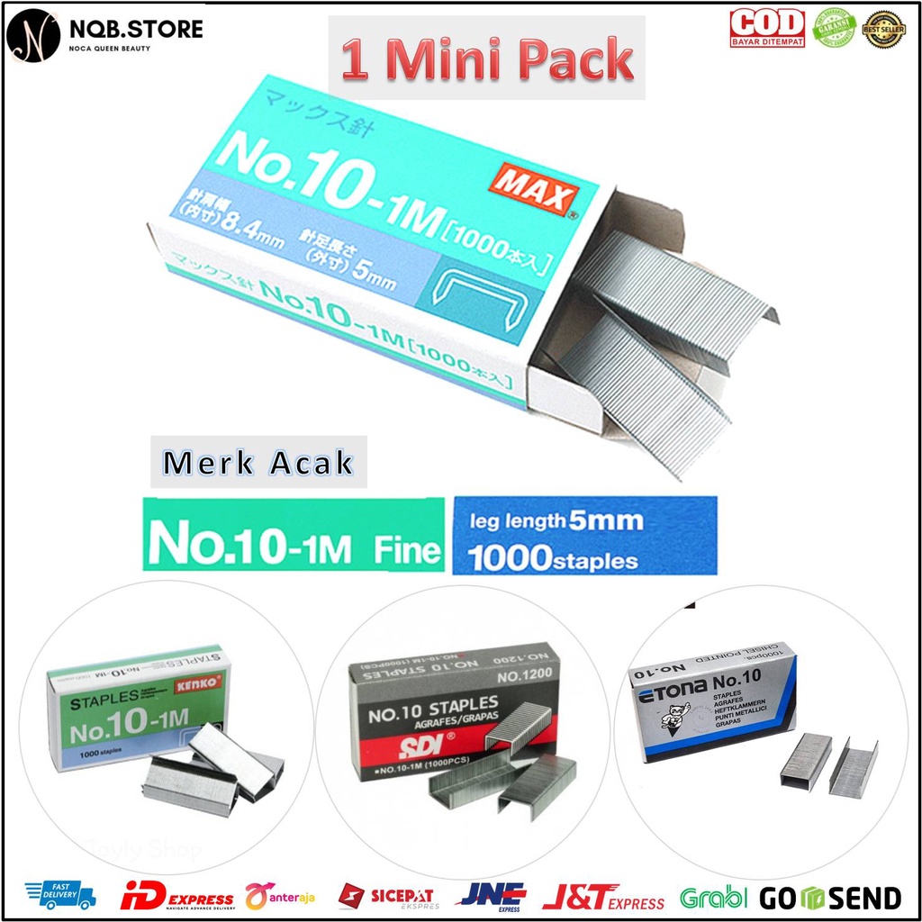 

NQB - Isi Staples No.10 - Refill Stapler 10mm Stepler Strapler Per Mini Pack