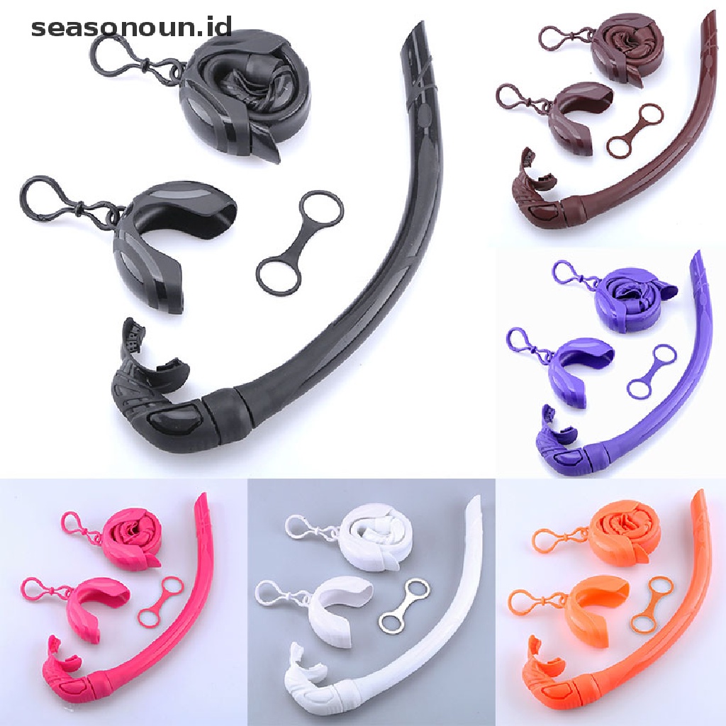 (seasonoun) Tabung Snorkel Lipat Bahan Silikon Dengan Tas Penyimpanan