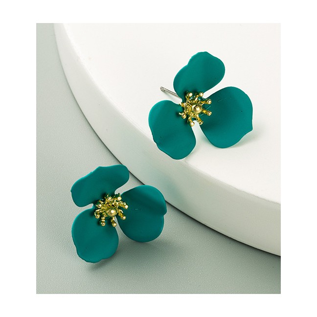 LRC Anting Tusuk Fashion Flower Alloy Spray Paint Earrings P59667