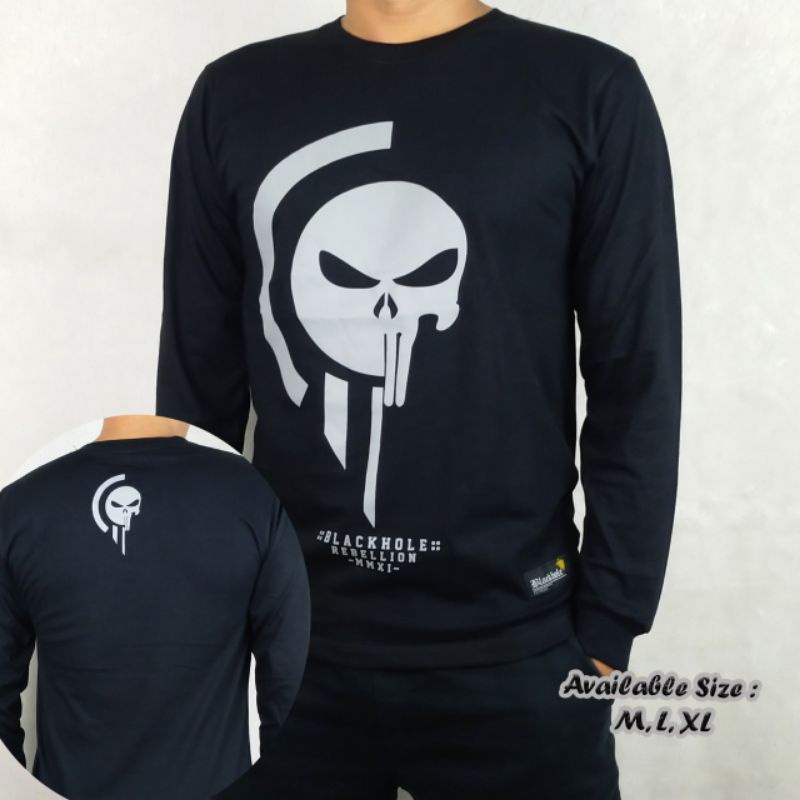 Xxx Dens.Co Apparell - T-shirt Lengan Panjang Blackholle X Deus Machina/Art Tengkorak