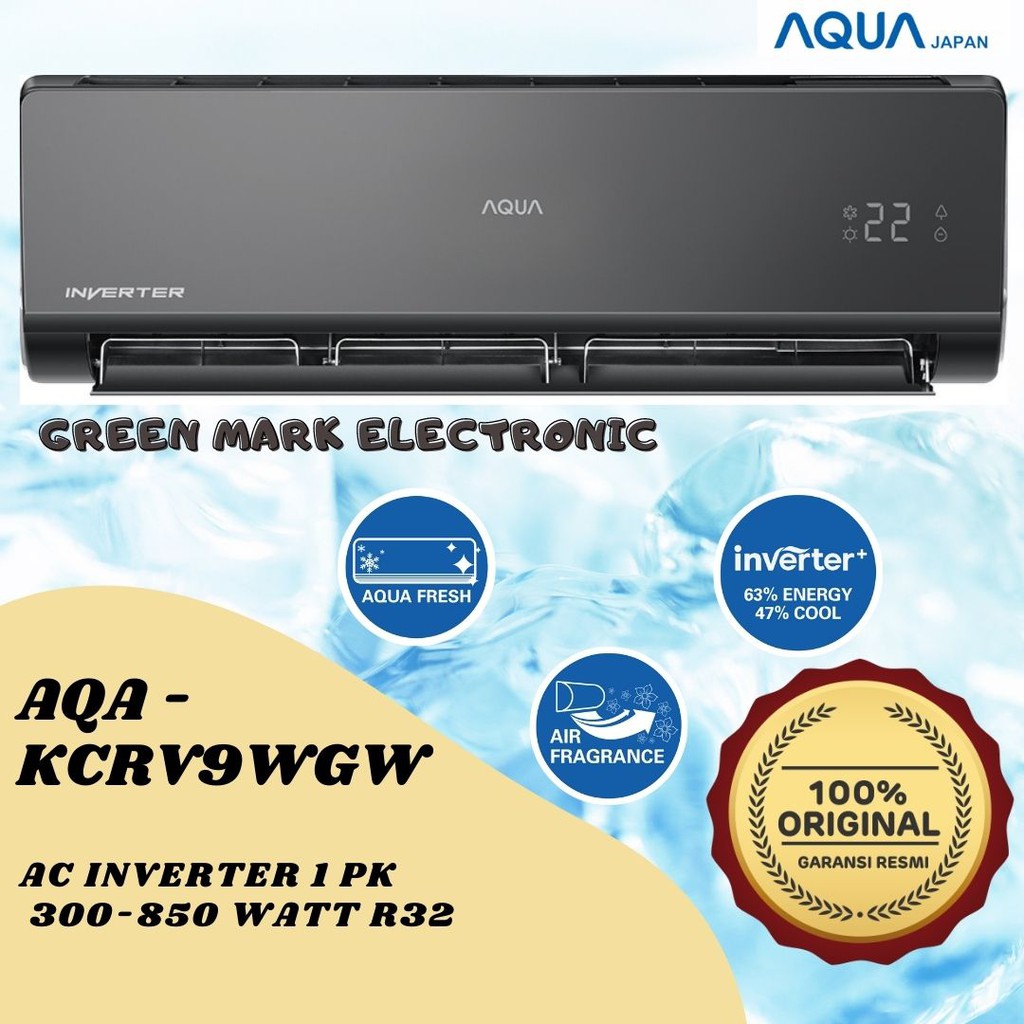 Ac Aqua Japan Inverter Aqa Kcrv9wgw 1 Pk Blue Fin Free Pemasangan Indonesia