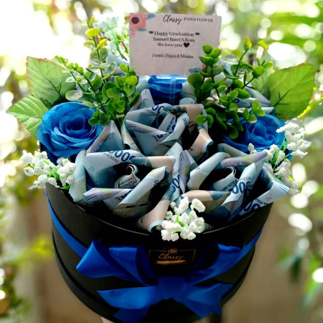 Bloom Box of Money Roses / Bucket Buket Bunga Uang Asli / Hadiah Ultah / Anniversary / Wisuda