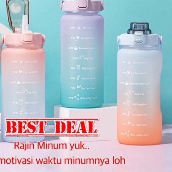 ✼  BOTOL MINUM VIRAL 2 LITER / BOTOL MINUM MOTIVASI /GRADASI /BOTOL WARNA ☏