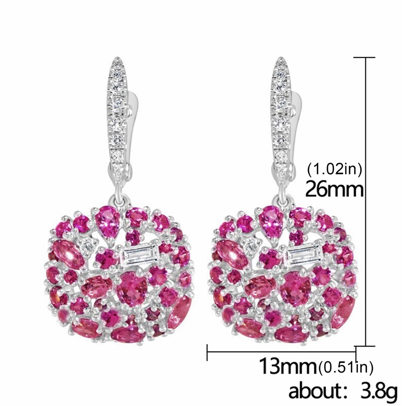 Anting Juntai Bentuk Mawar Merah Bahan Cubic Zirconia Gaya Vintage Untuk Wanita