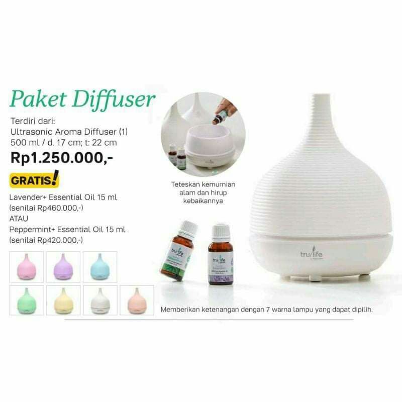 Trulife Paket Diffuser free 1 essential oil TERMURAH