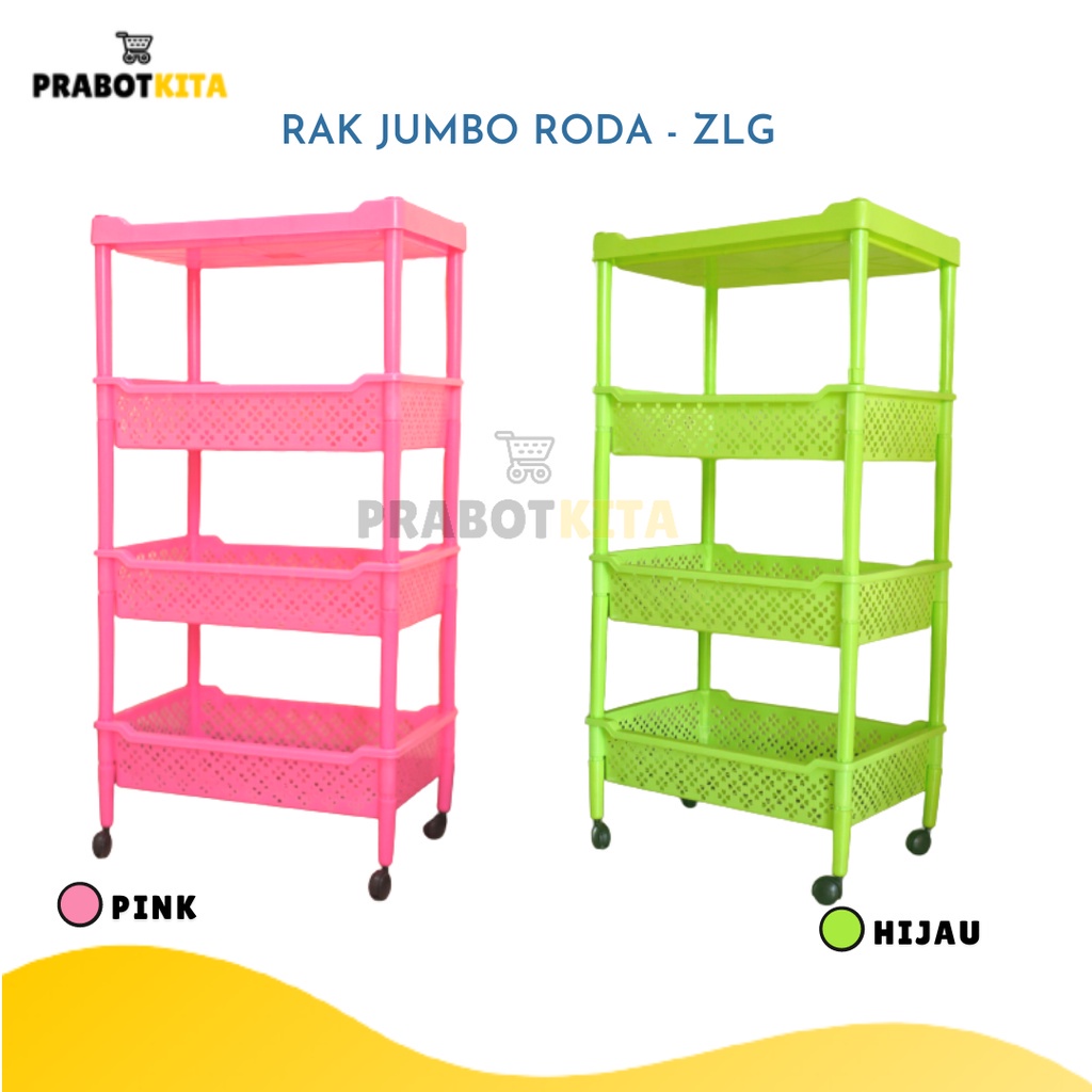 Rak Plastik Jumbo Roda Susun 4 / Rak Roda Rak Besar Serbaguna / Rak Dapur Rak Makan