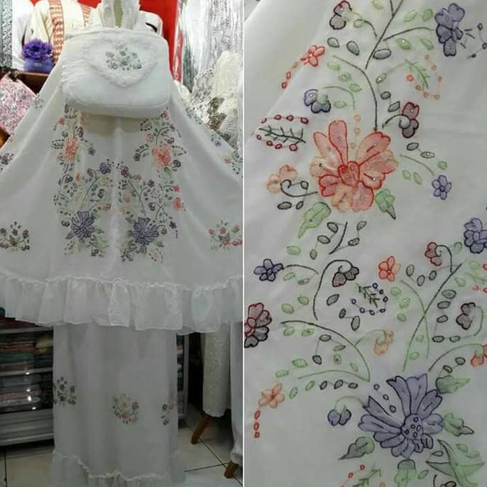 Bukittinggi Original Mukena Sulam Bayang Bukittinggi - Hijau Muda Bordiran Sulaman