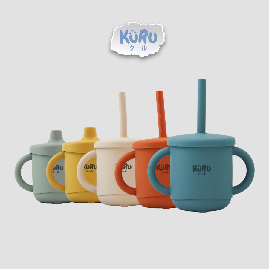 Kuru Baby Silicone Sippy Cup Set | Gelas Silicone Bayi + Straw SC20 ( MBS )