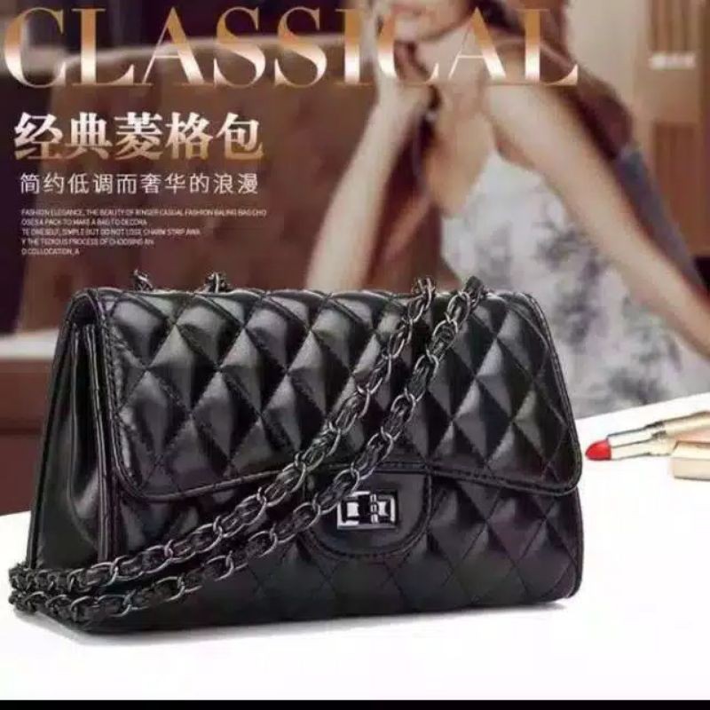 WANITA MINI TAS TANGAN BARU ELEGAN BAHU MESSENGER PORTABLE CHAIN TAS GADIS PVC JELLY TAS PEARL