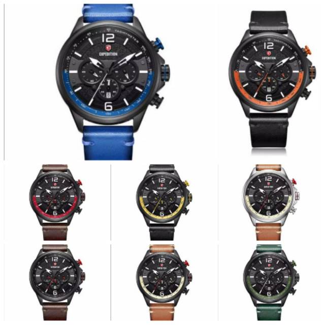 Jam Tangan Expedition 6796 Pria Tali Kulit Original