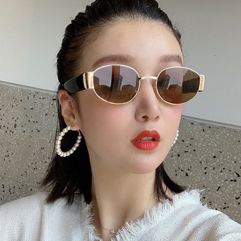 (YUZHU) COD Kacamata Hitam Wanita Retro Gaya Kacamata Hitam Bulat Oval Korea Fashion Gaya Sunglasses Cewek