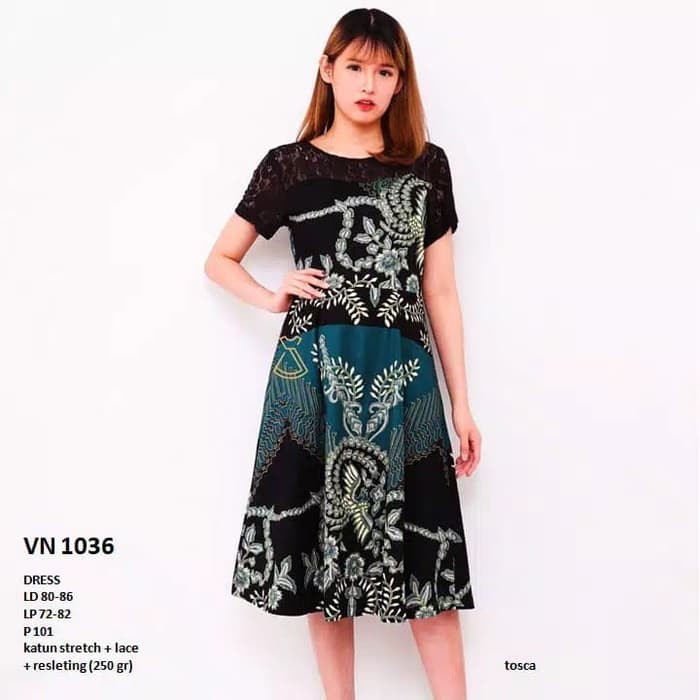 GROSIR - DRESS BATIK WANITA BIG SIZE DRESS BATIK MODERN JUMBO FLARE TERBARU ZIA