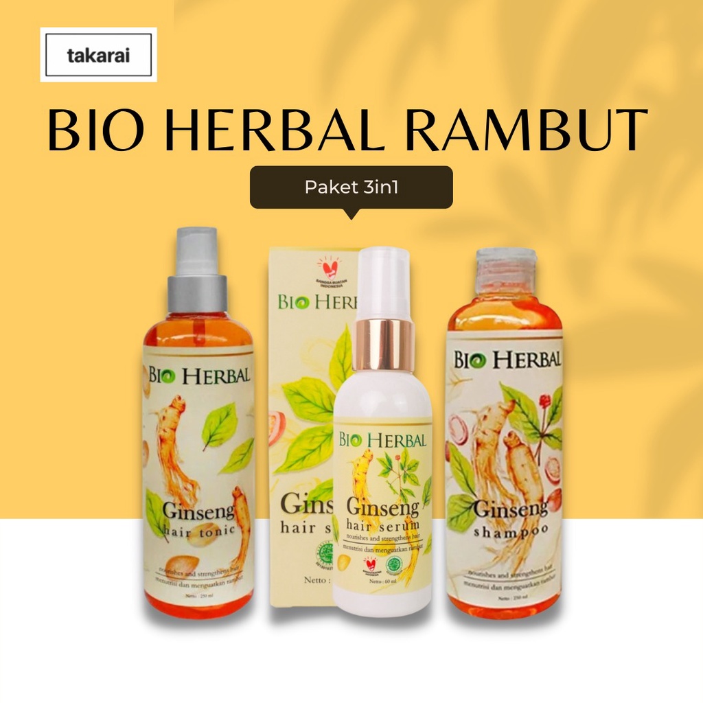 [COD] Bio Herbal Paket 3in1 Shampo + Hair Serum + Tonic Perawatan Rambut Lebat &amp; Pemanjang Rambut dalam 1 Mingggu - BPOM