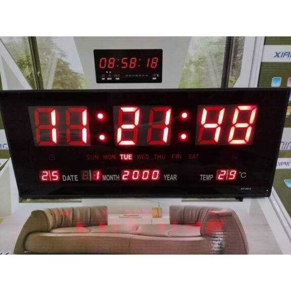 Jam Dinding Digital LED Meja LED Clock 3615 Merah