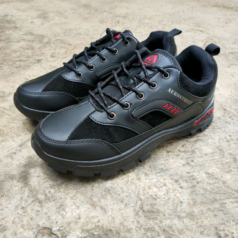 AEROSTREET ORMOND BLACK RED HITAM MERAH - SEPATU GUNUNG OUTDOOR HIKING SNEAKERS SPORT CASUAL