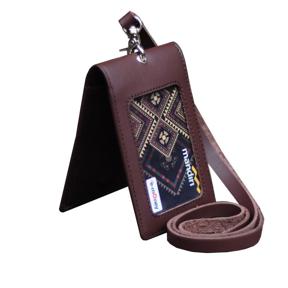 

Id Card Holder Double Flip Magnet Tali Kulit Coklat