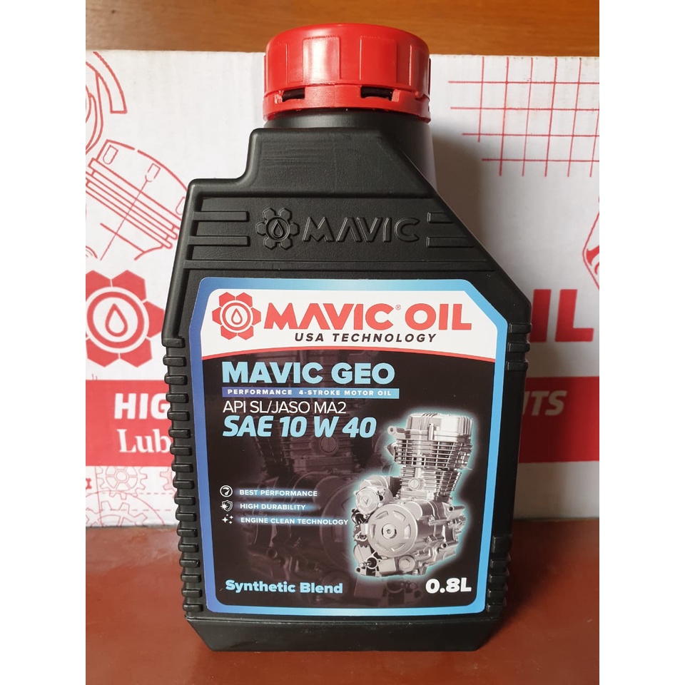 OLI MAVIC GEO 4 STROKE SAE 10 W 40 API SL JASO MA2 OLI MAVIC 08L