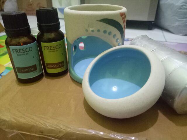 Paket Tungku + 2 Aromatherapy + 1set Lilin | Aroma Terapi | Pengharum Pewangi Ruangan