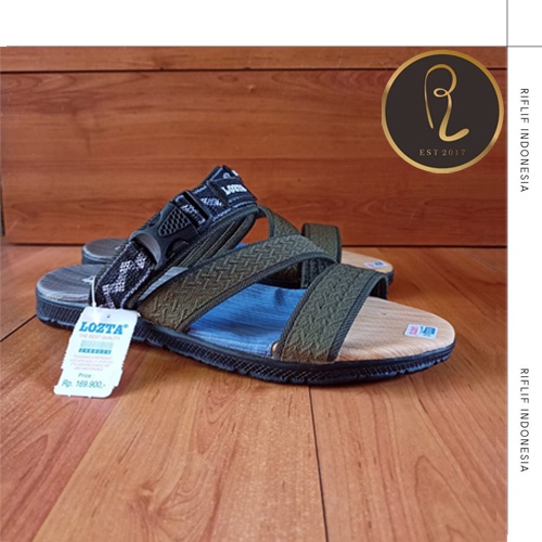 Sandal Selop Cowok Keren Bahan Kain / Sandal Selop Terbaru Pria Murah Warna Army untuk Jalan- Jalan Santai